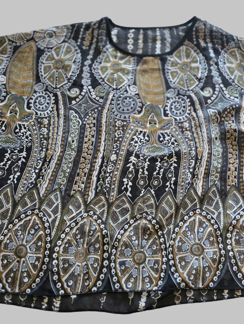 Elegant Black and Gold Patterned Home Accent Top - Unbranded Sheer Top